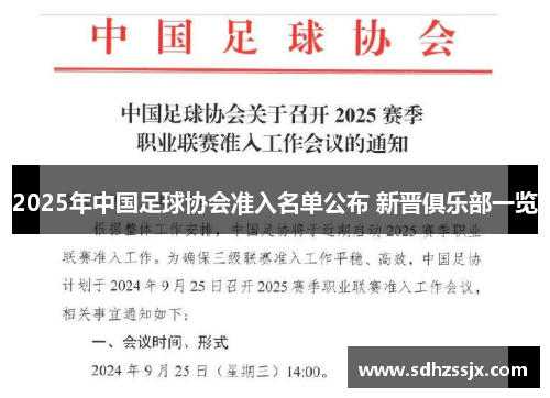 2025年中国足球协会准入名单公布 新晋俱乐部一览